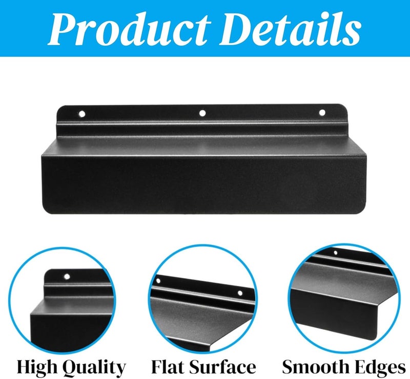 Acshio 6 Pack Slatwall Shelves, 9''L x 4''W Metal Slat Wall Shelves Accessories, Heavy Duty Slat Wall Organizer Flat Retail Display Shelves for Living Room, Bedroom, Office, Gaming Room, Black - Image 4